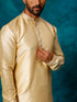 Vastramay Men's Beige Banarasi Jacquard Kurta